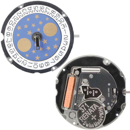 Ronda 708 quartz watch movement with date display at 3 o'clock, precise and durable mechanism by Ronda.
