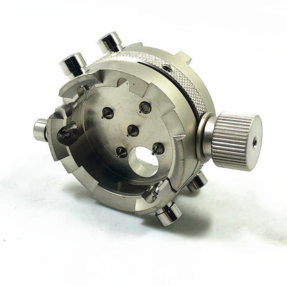 Stainless Steel ETA 7750 watch movement holder by 7750-53, durable tool for precise watch repairs.