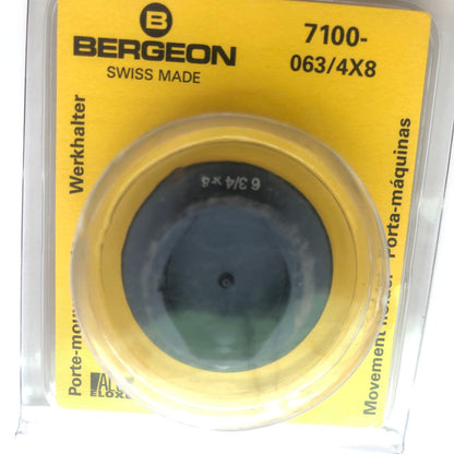 Bergeon 7100-063 watch movement holder for secure repair and assembly of various watch sizes.