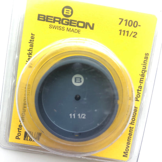 Bergeon 7100-11 1/2 watch movement holder for secure precision repair and assembly.
