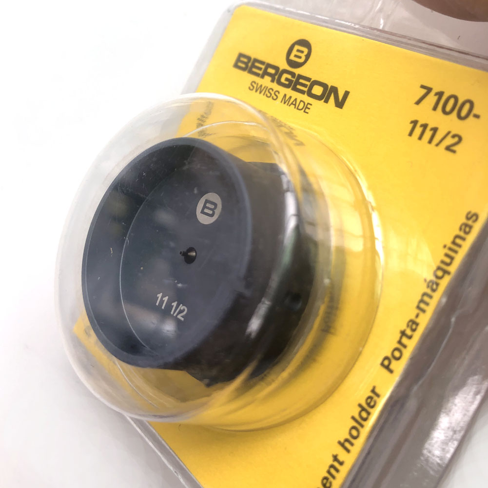 Bergeon 7100-11 1/2 watch movement holder securely holds movements for precise watch repair tasks.