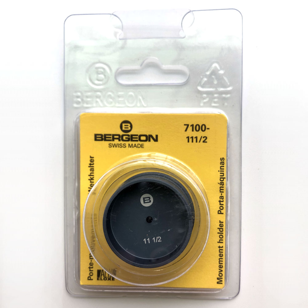 Bergeon 7100-11 1/2 watch movement holder for secure precision repair and assembly.