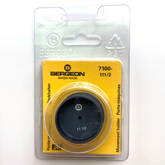 Bergeon 7100-11 1/2 watch movement holder for secure precision repair and assembly.