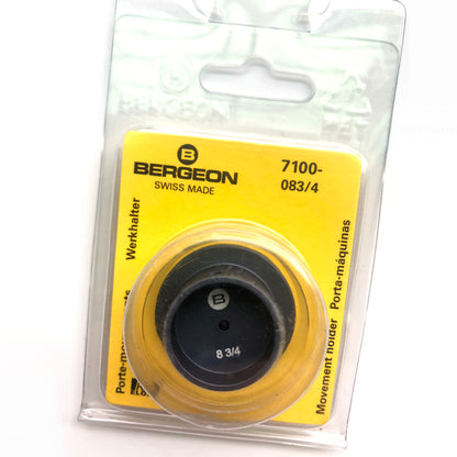 Bergeon 7100-08 watch movement holder for securing standard movements during precise watch repairs.