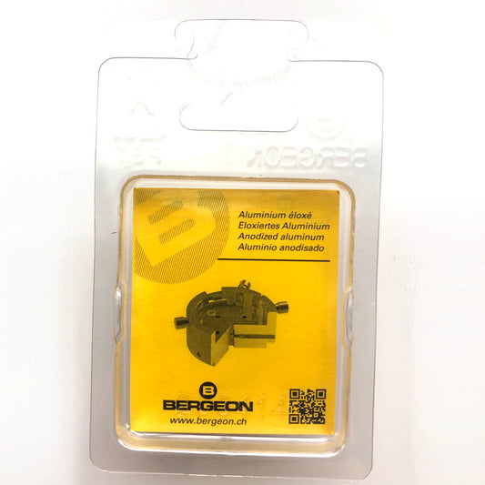 Bergeon 7100 watch movement holder securing ETA 280.002 for precise repair and maintenance.