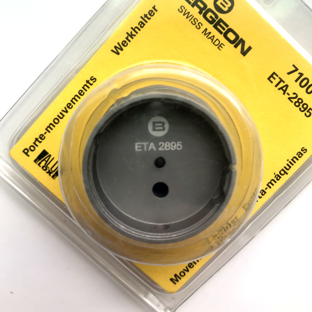 Bergeon 7100 watch movement holder for ETA 2895, precision tool for expert watch repairs and maintenance.