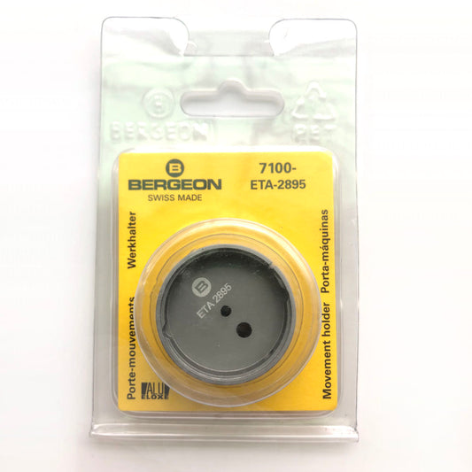 Bergeon 7100 watch movement holder securely fits ETA 2895, ideal for precision watch repairs and maintenance.