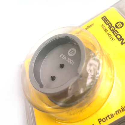 Bergeon 7100 watch movement holder supporting ETA 7001 for precise, secure repairs and maintenance.
