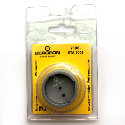 Bergeon 7100-ETA-7001 watch movement holder securely supports standard ETA 7001 movements for precise repairs.