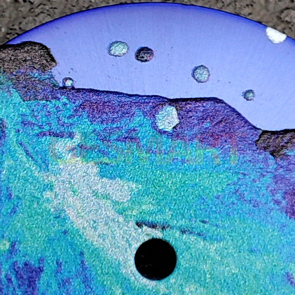 No lume blue oil painting watch dial with intricate leaf pattern for NH35 movement.