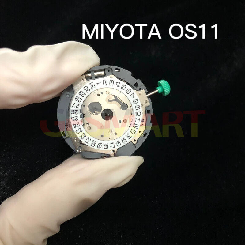 Miyota OS11 quartz watch movement with date display at 3, 4, and 6 o'clock position by Original Japan Made.