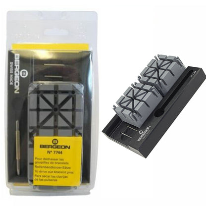 Bergeon 7744 tool for precise watch bracelet pin removal, ideal for watch repair and adjustment.