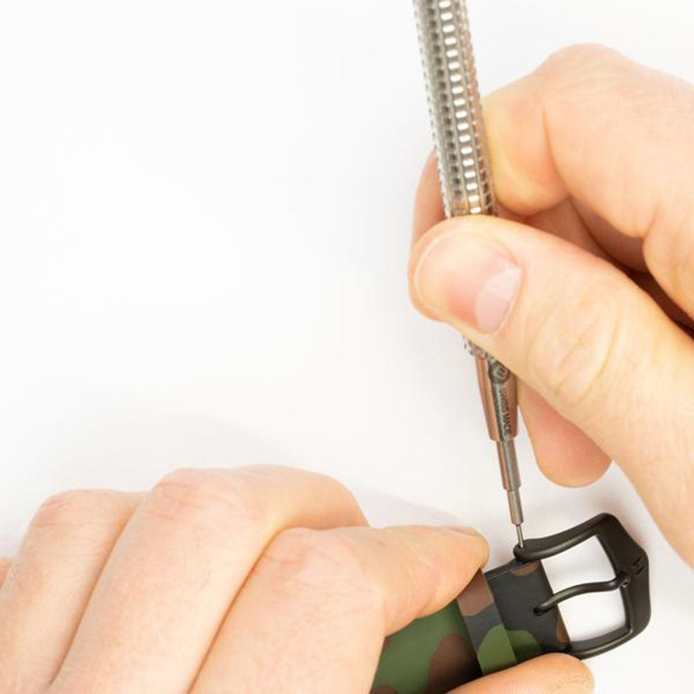 Bergeon 7767-F spring bar remover tool in stainless steel for precise watch bracelet adjustments.