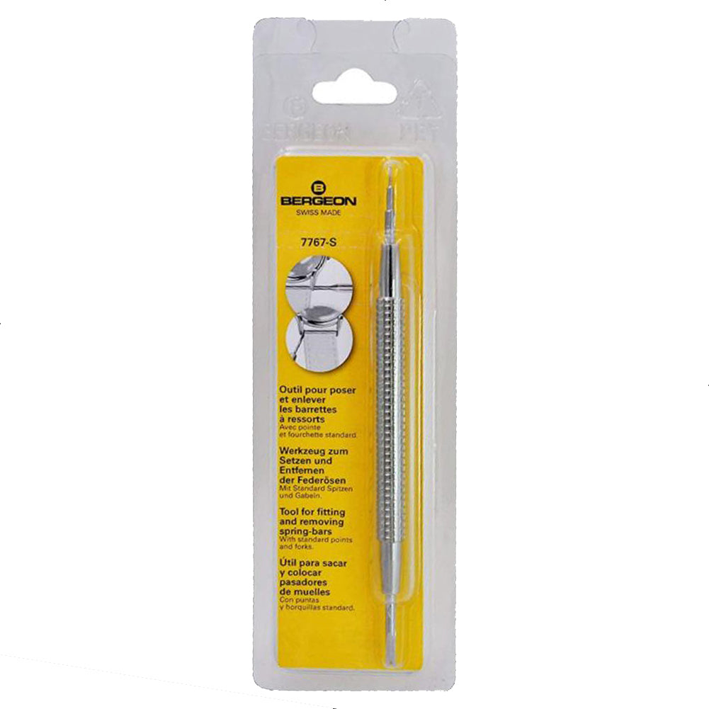 Bergeon 7767-S spring bar remover tool for precise watch bracelet fitting and repairs.