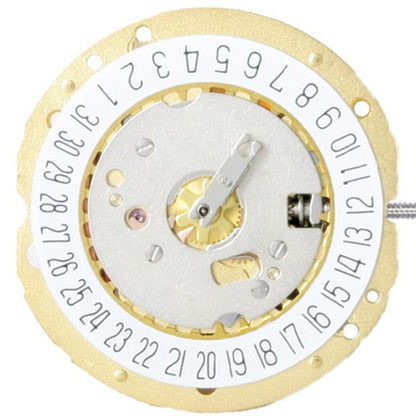 Ronda 785 quartz watch movement with date display at 3 o'clock, precise 3-hand mechanism for watch repairs.