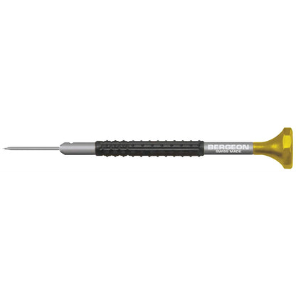 Bergeon 7899-S10 precision screwdriver set, aluminum handles, sizes �0.5-�3.0 mm for watch repair tasks.