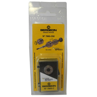 Bergeon 7965-C dynamometric cylinder paired with 7965 screwdrivers for precise watch accessory torque control.