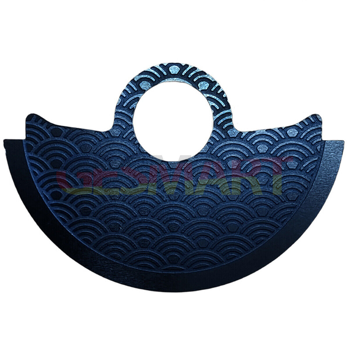 Waved blue metal sheet overlay for Miyota 9015 rotor hammer, enhancing watch accessibility and style.