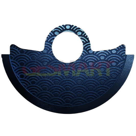Waved blue metal sheet overlay for Miyota 9015 rotor hammer, enhancing watch accessibility and style.