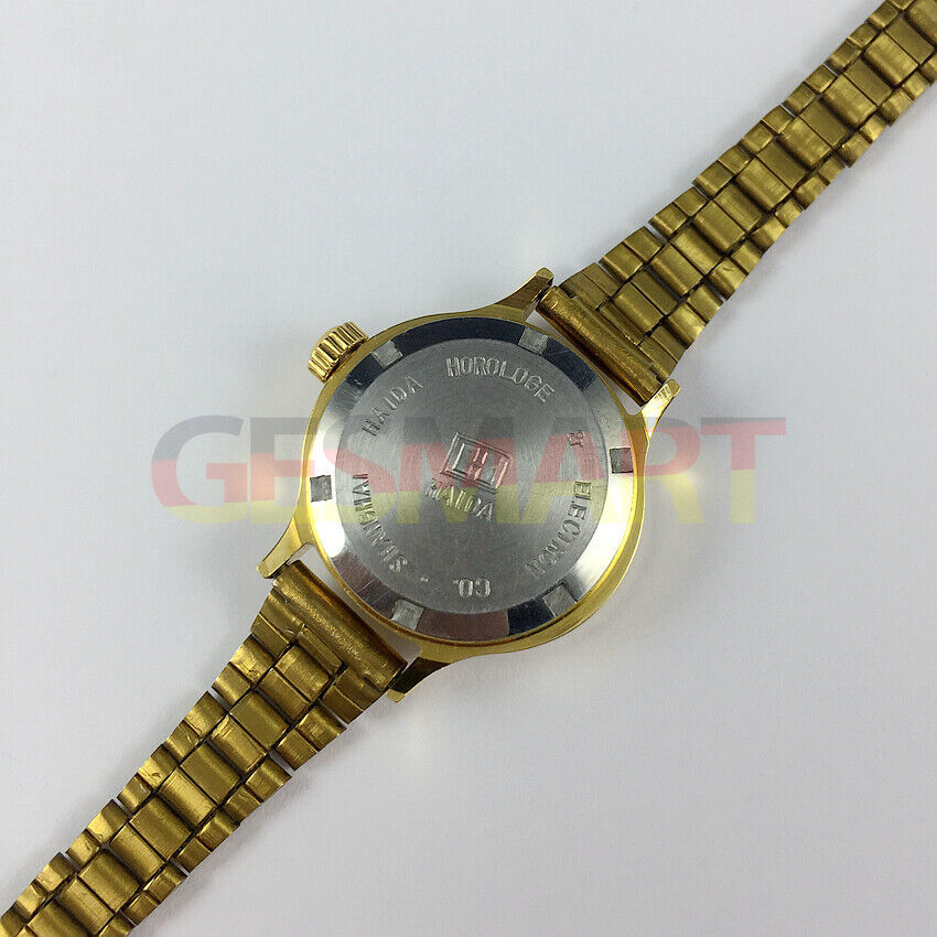 HAIDA 23mm gold manual mechanical lady watch with 17 jewels and gradient brown dial for elegant style.