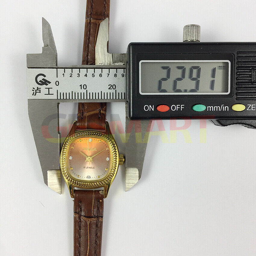 22mm HAIDA Lady Watch with golden nails, manual mechanical movement, and vibrant gradient orange dial.