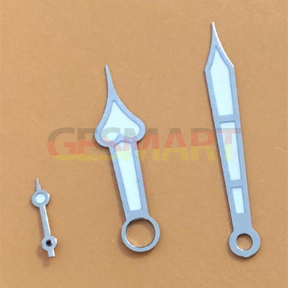 Peach-shaped lume watch hands for Seagull ST3600/ST3621 and ETA6497/ETA6498 movements, branded.