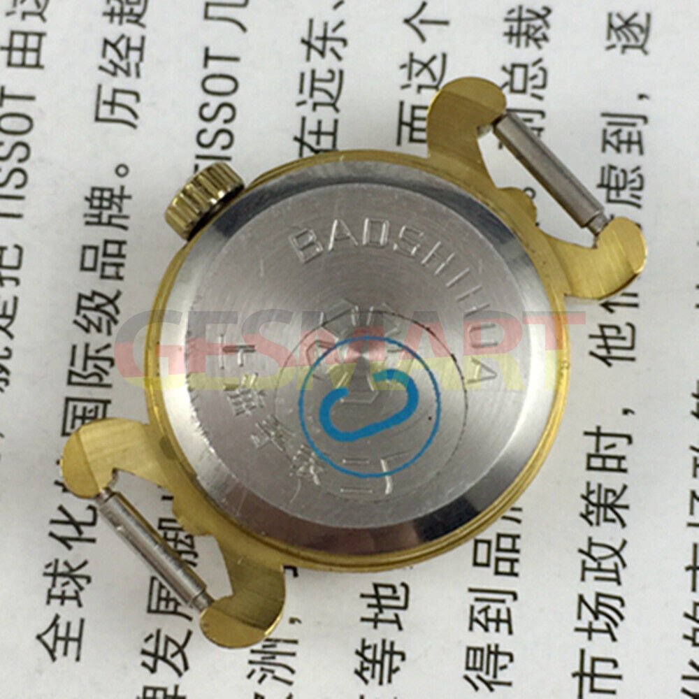 22mm Shanghai Lady Watch with golden nail markers, round case, manual mechanical movement, elegant design.