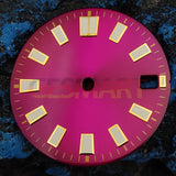 Green Luminous Rose Red Silver/Golden Nail Trim Watch Dial for NH35 Movement