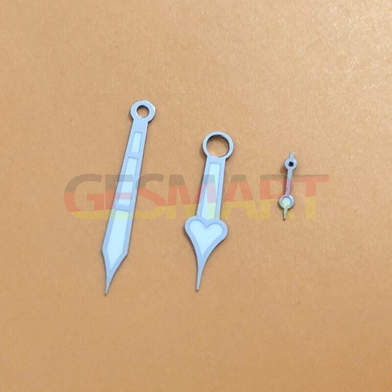 Branded peach-shaped lume watch hands for Seagull ST3600 and ETA6497 movements, perfect for restorations.