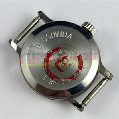 Montre mécanique manuelle Shanghai pour femme, cadran jaune doré, boîtier rond, 17 pouces