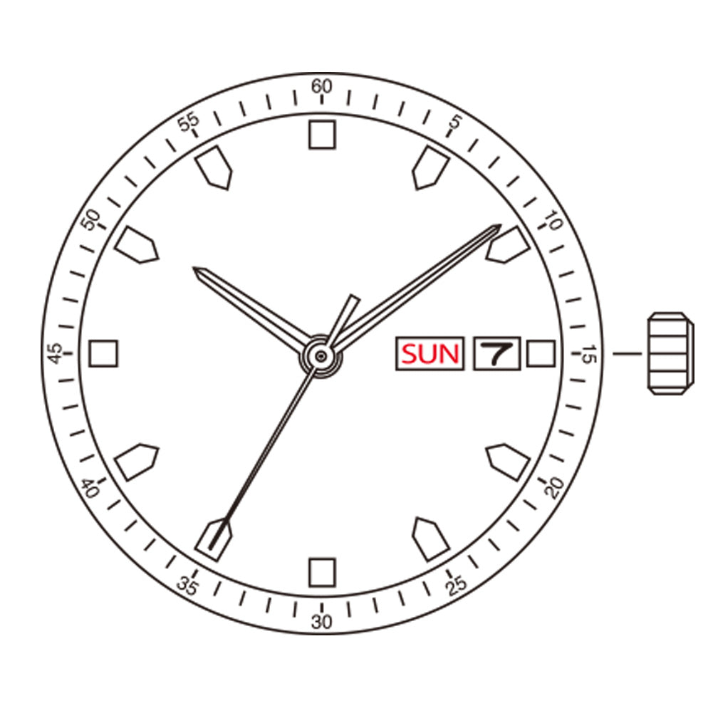 Golden plated Miyota Citizen 8205 automatic watch movement, precise Japanese mechanical timekeeping.