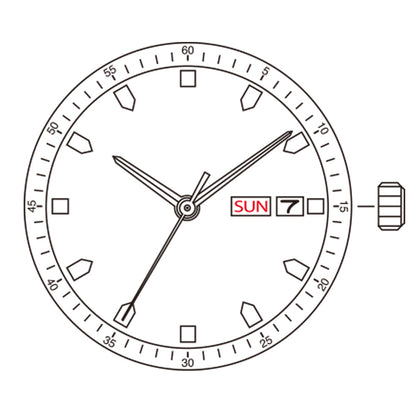 Golden plated Miyota Citizen 8205 automatic watch movement, precise Japanese mechanical timekeeping.
