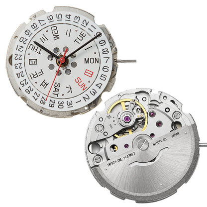 Miyota Citizen 8205 silver plated automatic watch movement, precision mechanical timekeeping from Japan, ideal for watch repairs and custom builds.