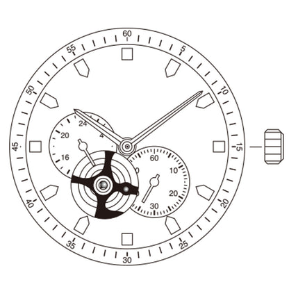 Miyota Citizen 82S7 golden plated automatic watch movement for precise mechanical timekeeping.