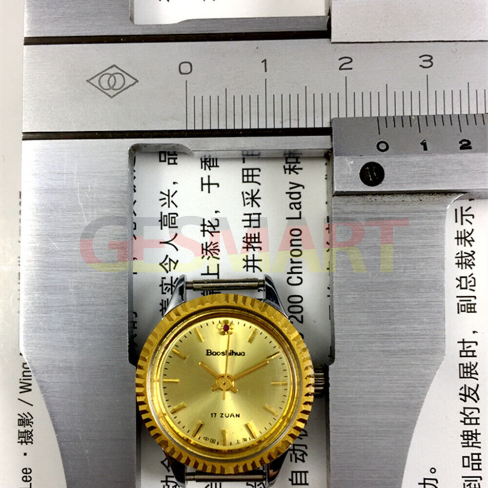 Shanghai 24mm lady watch with golden nail markers and dial, round case for elegant everyday style.