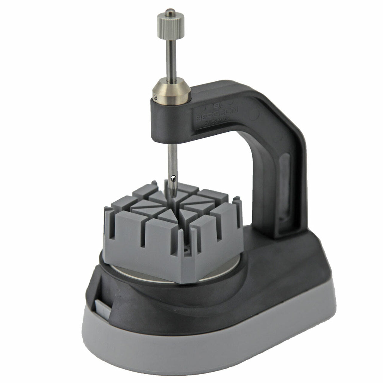 Bergeon 8745 precision watch band press tool for accurate bracelet adjustments and link removal.
