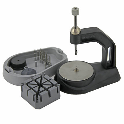 Bergeon 8745 watch band press tool for precise bracelet shortening and link removal.