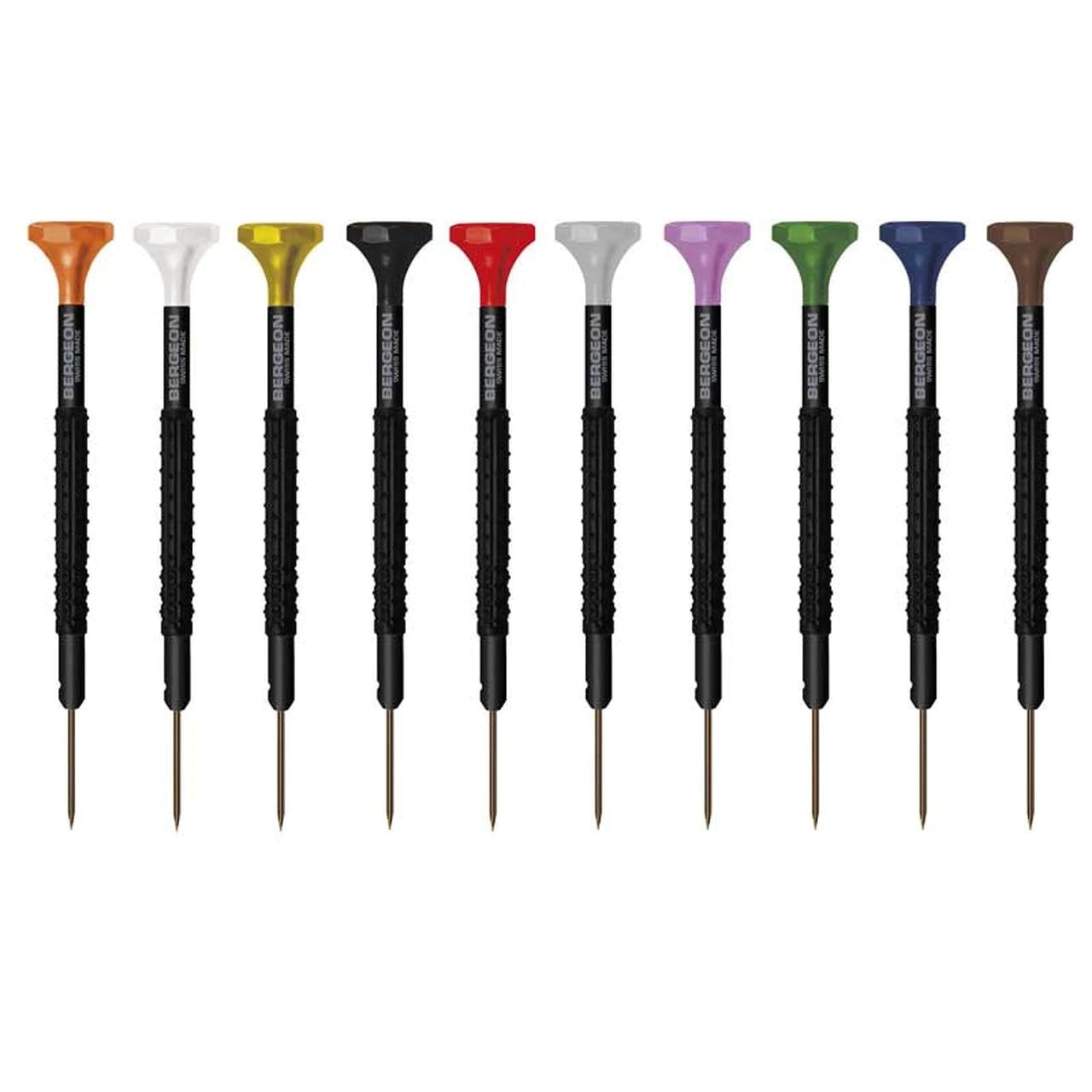 Bergeon 8899-S09 antimagnetic screwdriver set with ergonomic handles for precise watch repair tasks