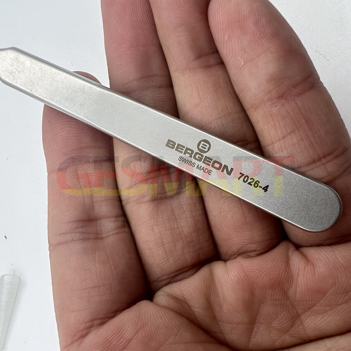 Bergeon 7026-4 stainless steel tweezers with anti-magnetic feature for precise watch repair tasks.