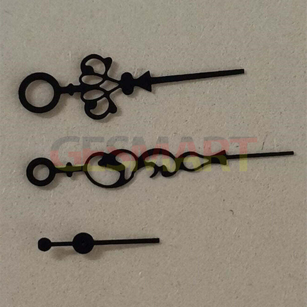 Black floral watch hands with intricate design, compatible with Seagull ST3600/ST3621 and ETA6497/6498 movements.