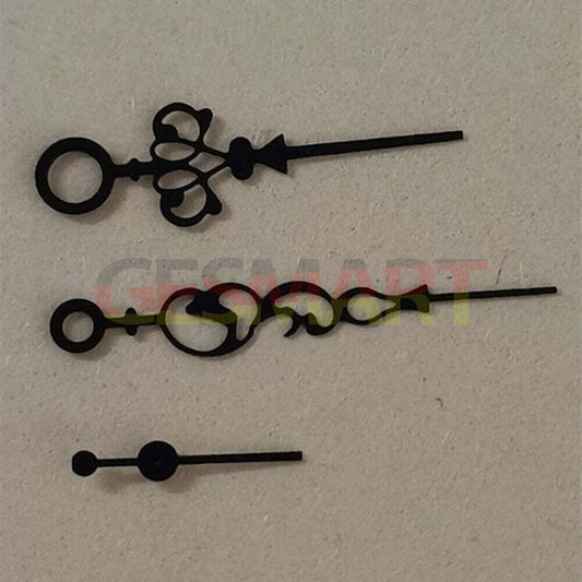 Black floral watch hands with intricate design, compatible with Seagull ST3600/ST3621 and ETA6497/6498 movements.