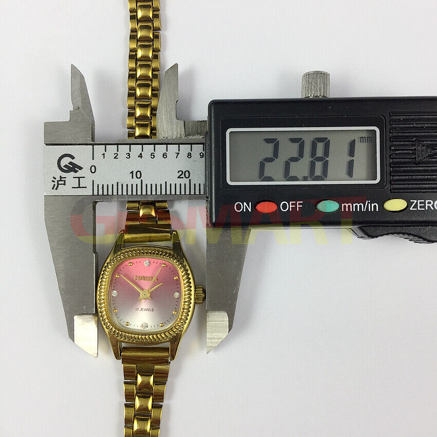 HAIDA Lady 22mm watch with golden nail markers, 17 jewels, and pink gradient dial for elegant style.