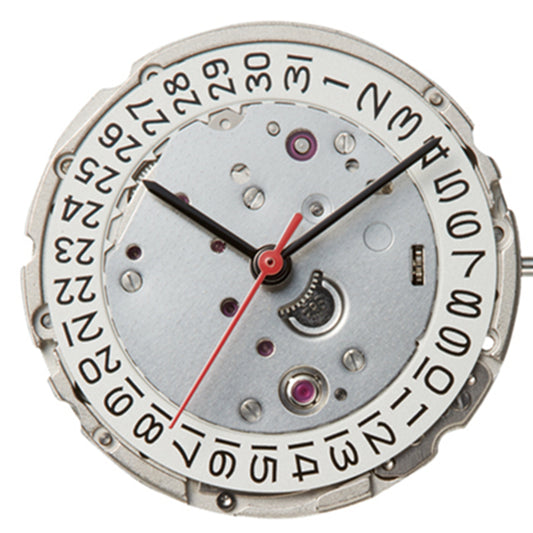 Miyota Citizen 9015 automatic movement with date display at 3 and 6 o?clock, Japan made.