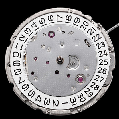 Miyota Citizen 9015 automatic watch movement with dual date display, precision Japan-made mechanism.