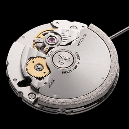 Miyota Citizen 9015 automatic watch movement with dual date display, precision Japanese engineering.