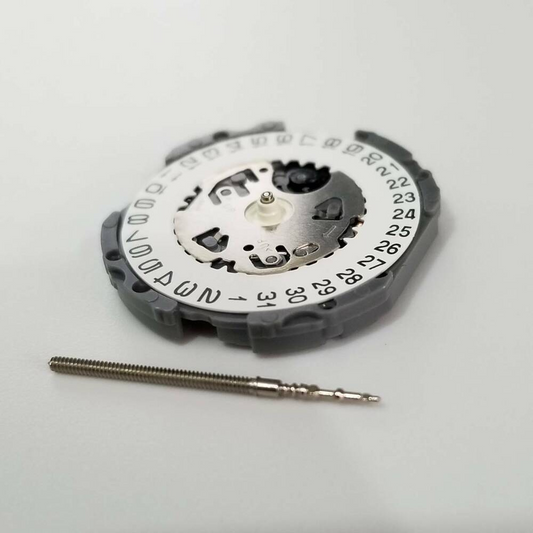 Hattori Epson quartz watch movement with date display at 3/6, precision Japan made component.