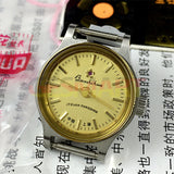 Shanghai Manual Mechanical Lady Watch Golden Nail Yellow Dial Round Case 17 Jews