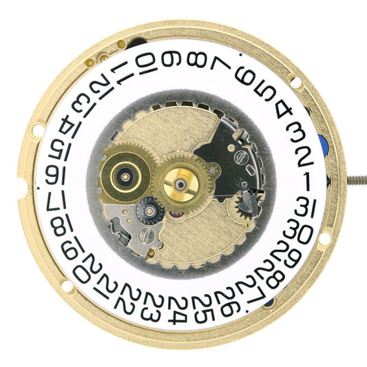 ETA 955.412 quartz watch movement with 2/3 hands and date display at 3 o'clock, Swiss precision.