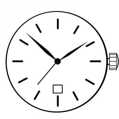 ETA 956.112 Swiss quartz watch movement showing three hands and date window at 3 o'clock for accurate timing.
