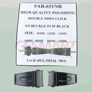 7pcs 10-22mm Black Polishing Double Sides Click Stainless Steel Watch Buckles